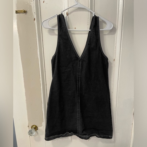 Urban Outfitters Black Denim Jumper Mini Dress - Picture 2 of 3